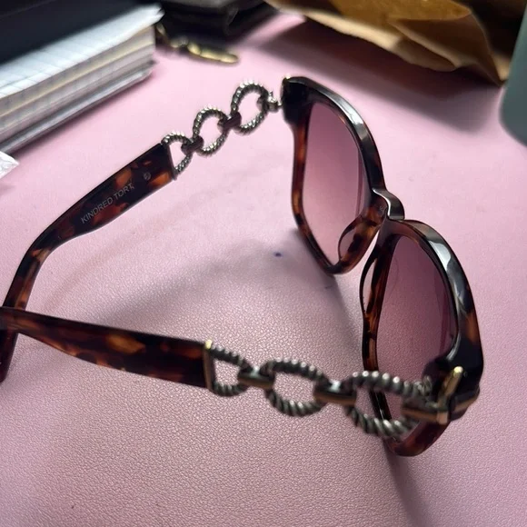 Brighton Brown and Gold Tortoise Chain Sunglasses